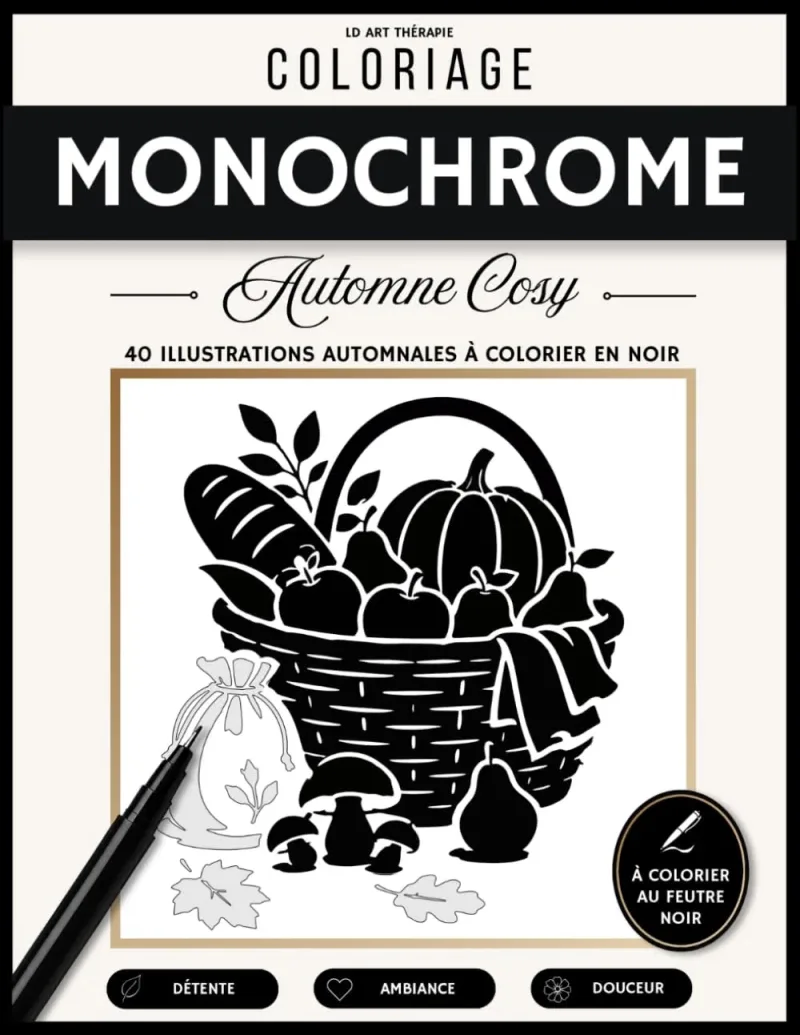 Couverture du livre Coloriage Monochrome Automne Cosy