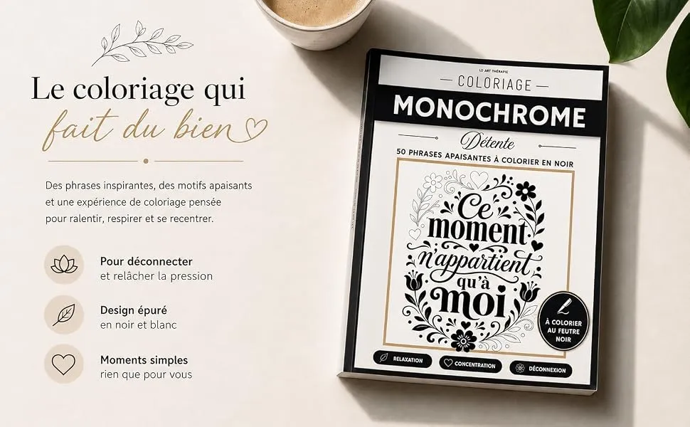 Coloriage Monochrome Détente : mise en scène du livre, visuel 4
