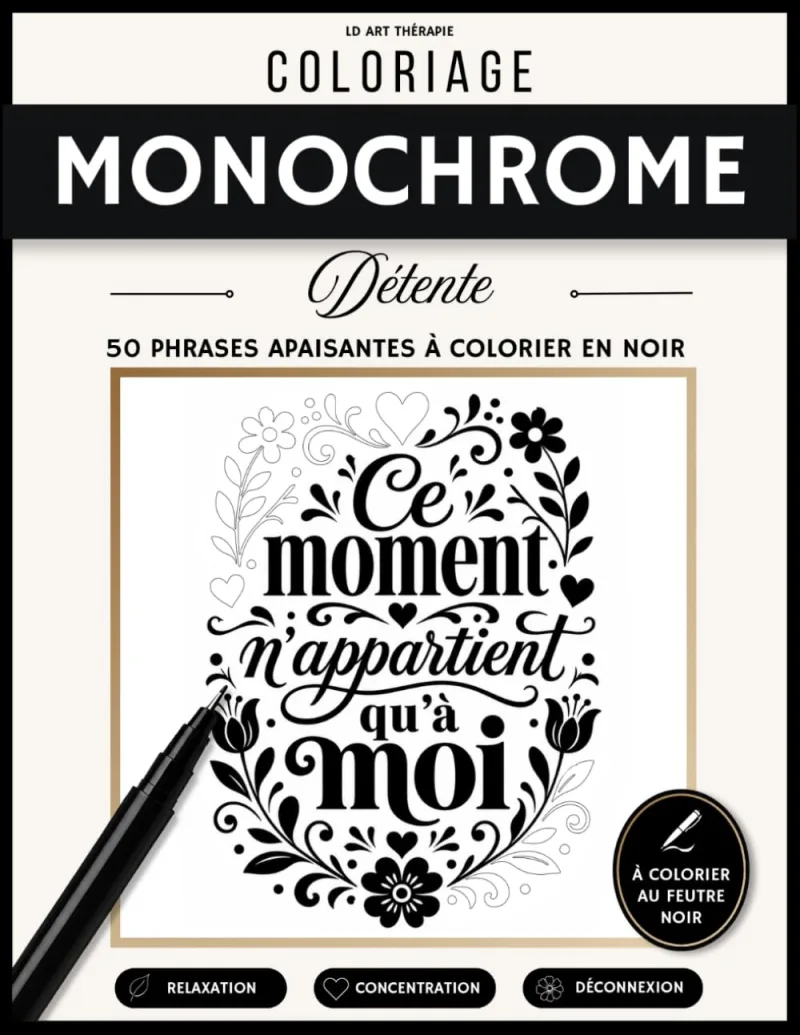 Couverture du livre Coloriage Monochrome Détente